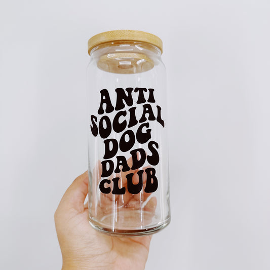 Anti Social Dog Dads Club Glass